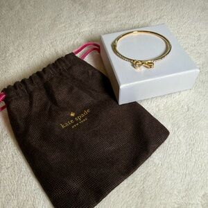 Kate Spade Love Notes Yellow Gold & Pave Crystal Band Hinged Bracelet - Size: OS